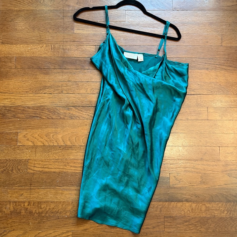 Victoria's Secret Emerald Green Satin Slip Dress